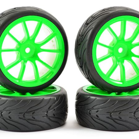 Fastrax 1:10 Street/Tread Tyre 10 Spoke Neon Green Wheel (4) (FAST0072G)