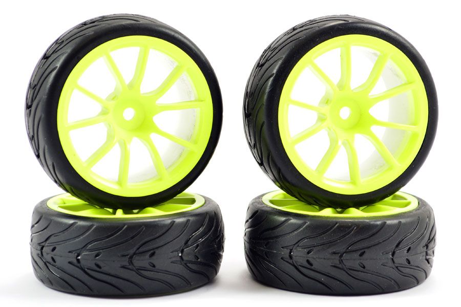 Fastrax 1:10 Street/Tread Tyre 10 Spoke Neon Yellow Wheel (4) (FAST0072Y)