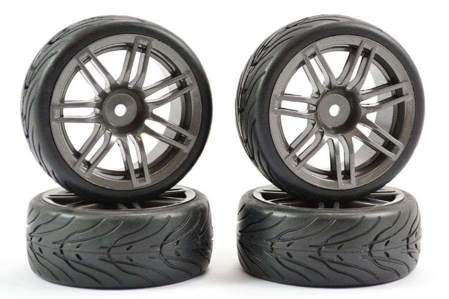 Fastrax 1:10 Street/Tread Tyre 14Sp Gun Metal Wheel (FAST0078GM)