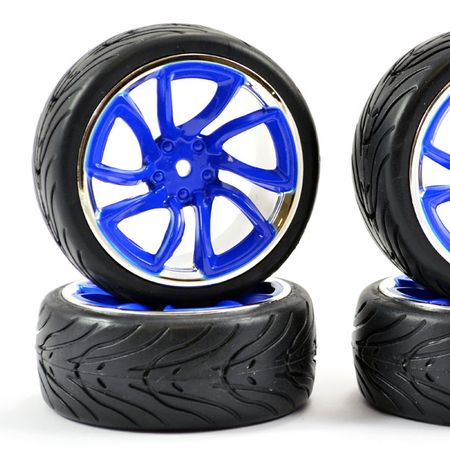 Fastrax 1:10 Street/Thread Tyre TRI-5 Blue/Chrome Wheel (FAST0088BLC)