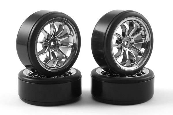 Fastrax 1:10th Street Wheel / Drift Tyres 10-Spoke Chrome (FAST0090C)