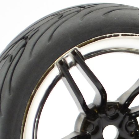 Fastrax 1:10 Street Wheel / Thread Tyres 10-Spoke Black/Chrome (FAST0096BC)