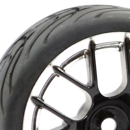 Fastrax 1:10 Street Wheel / Thread Tyres 14 Soke Black/Chrome (FAST0097BC)