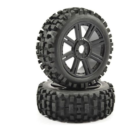 Fastrax 1:8 Rock Block Mounted On 8-Spoke Black (Pr) (FAST1001B)