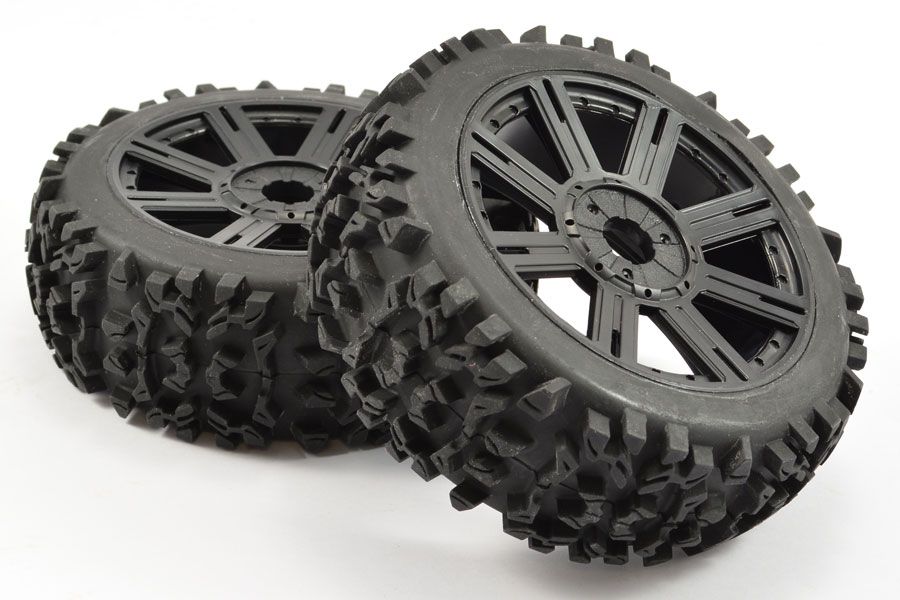 Fastrax 1:8 Maze Block Mounted On 8-Spoke Black (Pr) (FAST1005B)