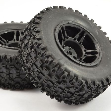 Fastrax 1:10 SC Rock Block Mounted 5 Spoke Black (Pr) (FAST1116B)