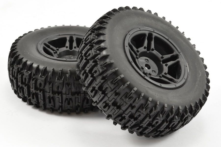 Fastrax 1:10 Short Course Jigsaw Tyre - 5 Spoke Black Wheels (2) (FAST1121B)