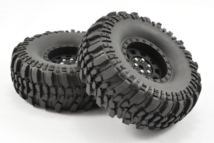 Fastrax 1:10 Crawler Rocko 1.9 Mounted Scale Wheel Black (Pr) (FAST1255B)