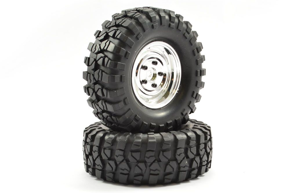 Fastrax 1:10 Crawler Sawblock 1:9 Scale Steel Wheel 108mm Chrome (FAST1266C)
