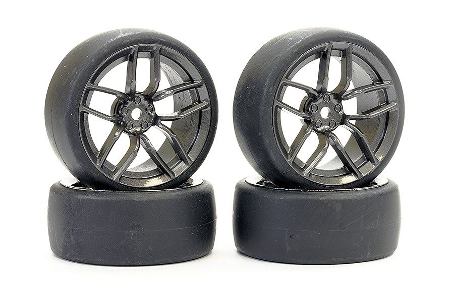 Fastrax 1:10 Drift D1 Tyre 3mm Off Set 10 Spoke Wheel Graphite (FAST1356G-D13)