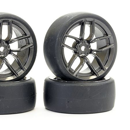 Fastrax 1:10 Drift D1 Tyre 3mm Off Set 10 Spoke Wheel Graphite (FAST1356G-D13)