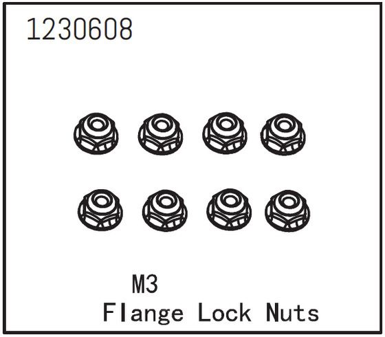 Absima Flange Lock Nut M3 (8) ( AB 1230608)