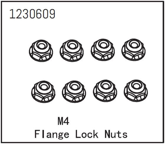 Absima Flange Lock Nut M4 (8) ( AB 1230609)