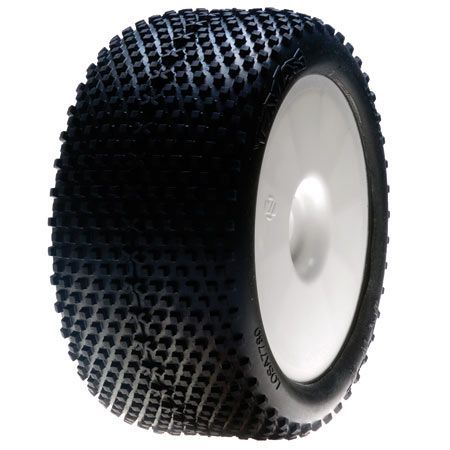 Losi 1/8 XTT TruggyTire,Bl,Mntd,w/ Wht Whl,0 0ffset (2) (G-LOSA17701B)
