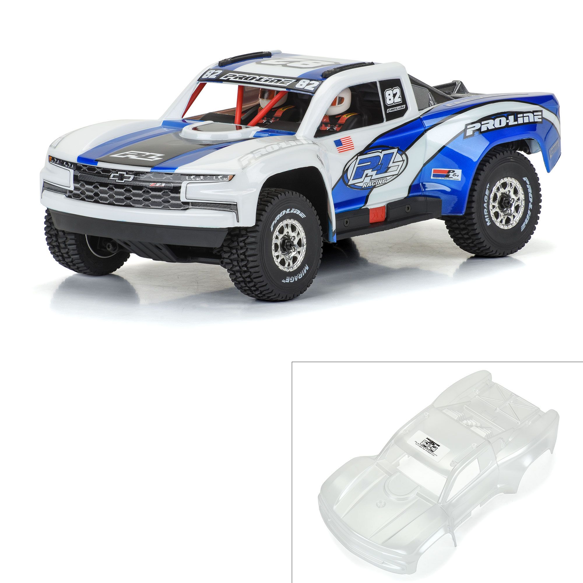 Pro Line 1/16 Pre-Cut 2019 Chevy Silverado Trophy Truck Clear Body: Mojave Grom (G-PRO367517)