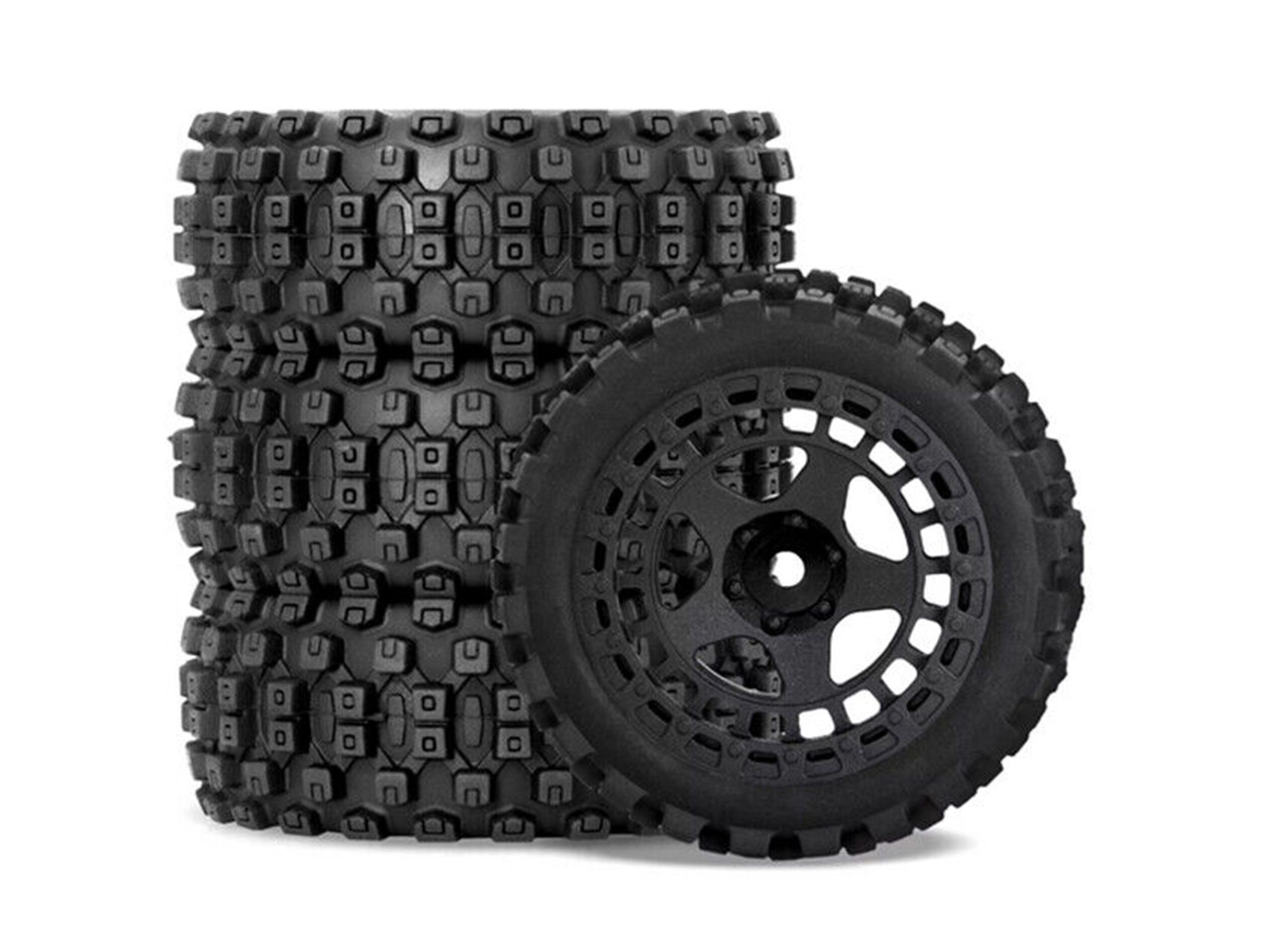 RC Overhaul Mud Block, Tyre w/ Black Rim Set, 1/18 Typhon (G-RCO-AR034)