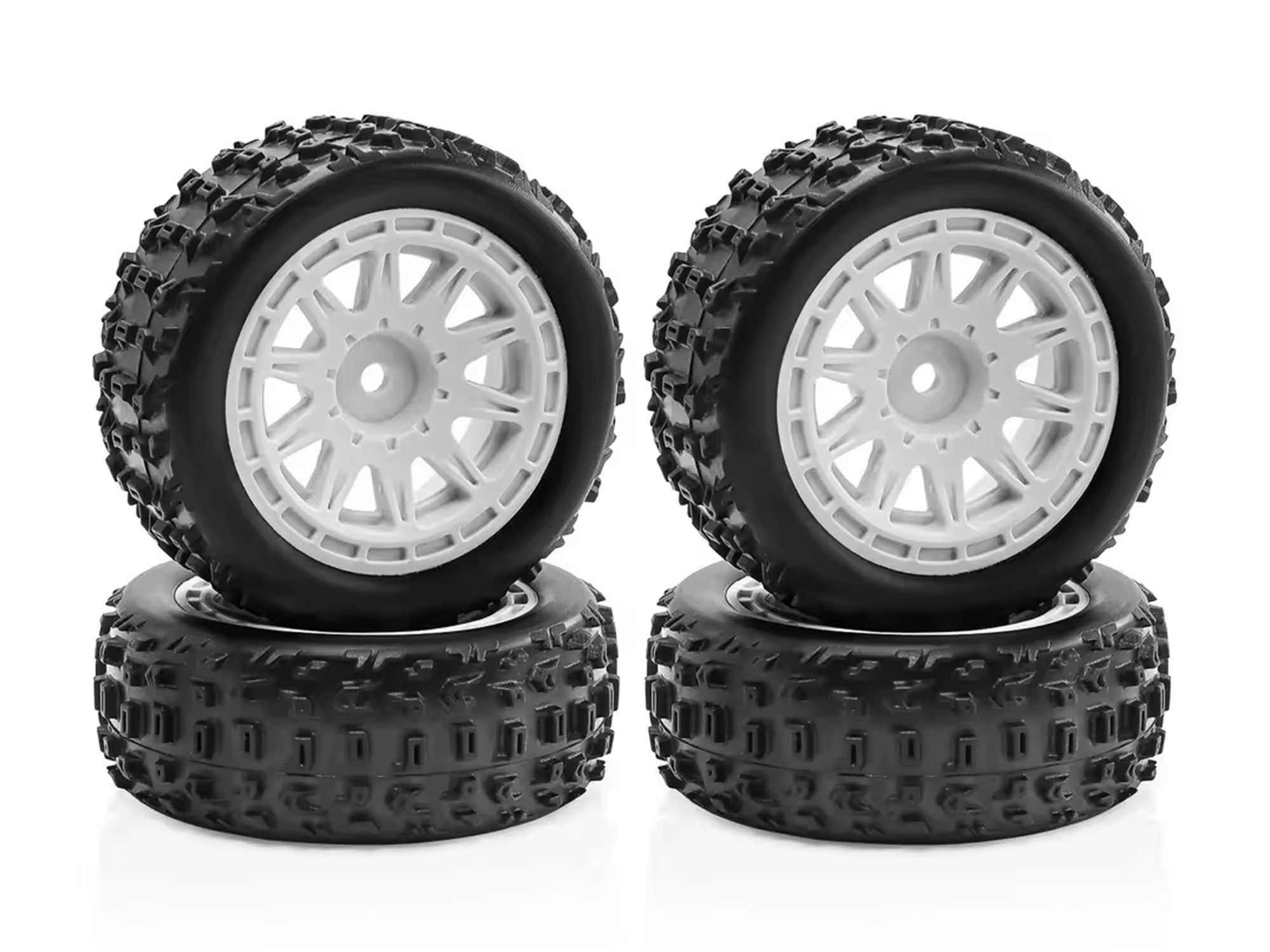 RC Overhaul Mud Block, Tyre w/ White, Spider Spoke Rim Set, 1/18 Typhon (G-RCO-AR040W)