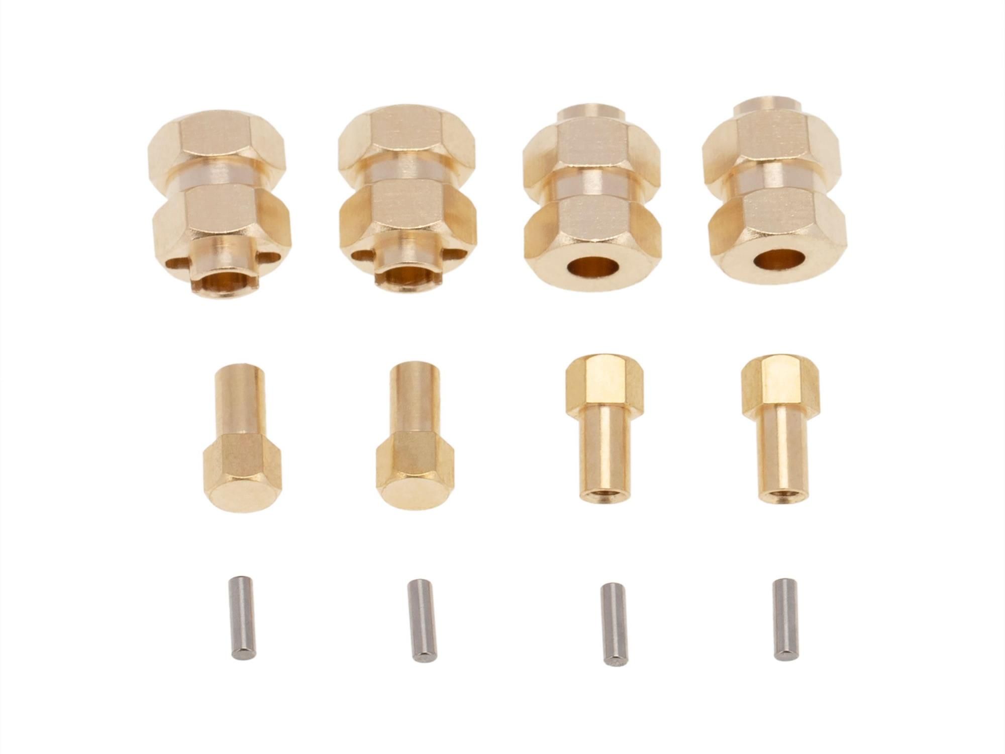 RC Overhaul Wheel Extender 4pcs Brass +4mm (AX/SCX24) (G-RCO-AX006)