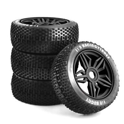 RC Overhaul Buggy Wheel &amp; Tyre (pk4) 1/8th Offroad, Black (G-RCO-UN003)