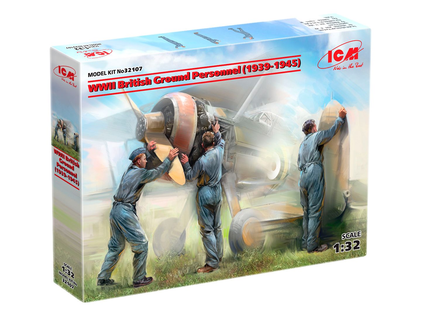ICM WWII British Ground Personnel (1939-1945) 3 Figures (ICM32107)