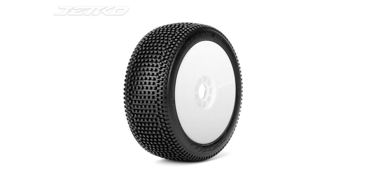 Jetko Block In Ultra Soft 1:8 Buggy Pre-glued White Revo Rims (2) (JK1002USRW)