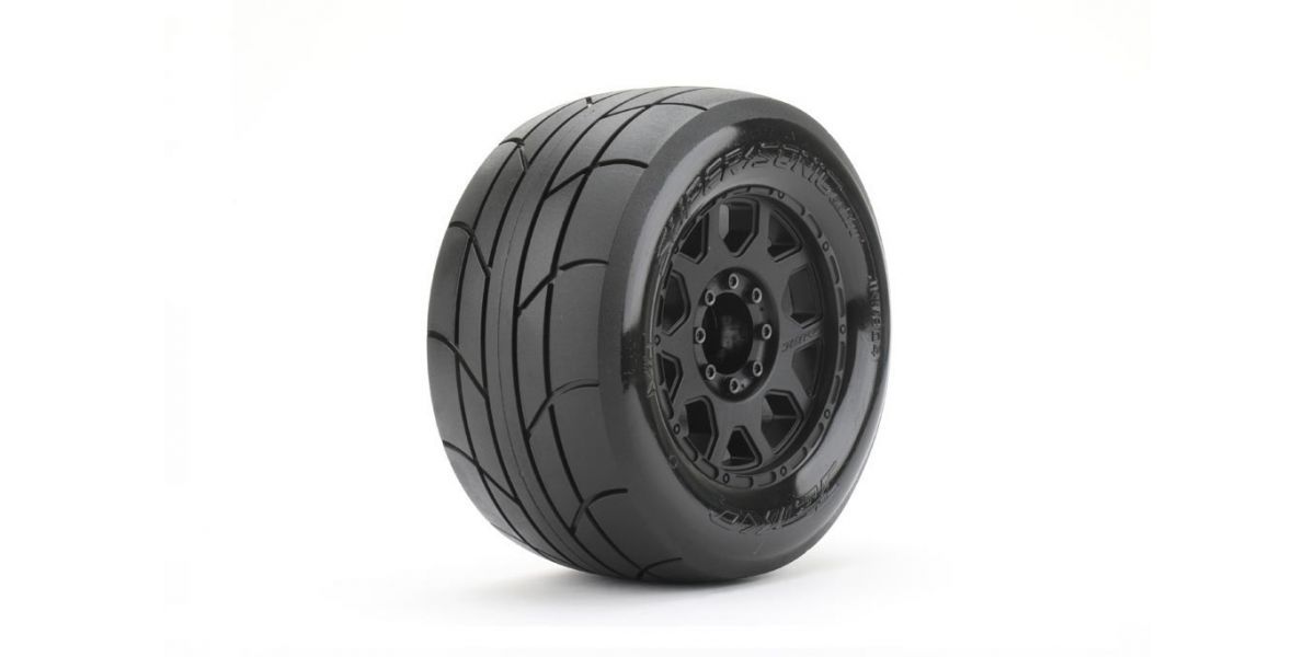Jetko EX Tyre MT Slick Super Sonic Belted 3.8&quot; Black Wheel 17mm (2) (JK1804CB)