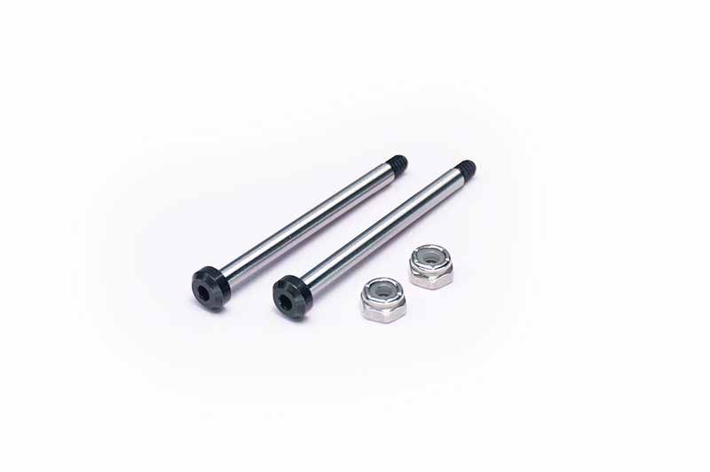 Koswork AE RC10 Front Inner 43mm Hardened Hinge Pin w/locknuts (2) (KOS04191-12)