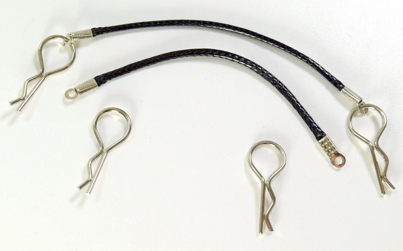 Absima 1:10 Body Clips With Rope, BLack (80mm) ( AB 2440025)