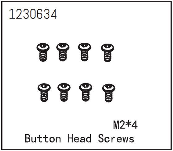 Absima Button Head Screw M2*4 (8) ( AB 1230634)