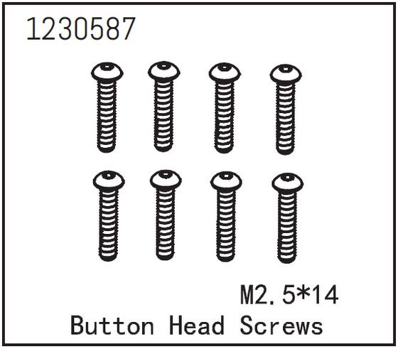 Absima Button Head Screw M2.5*14 (8) ( AB 1230587)