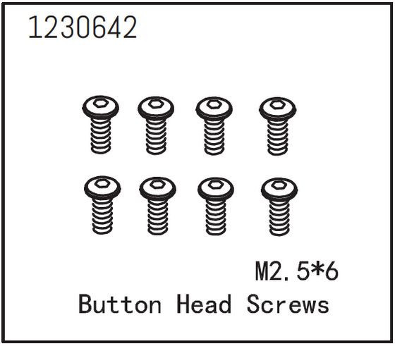 Absima Button Head Screws M2.5*6 (8) ( AB 1230642)