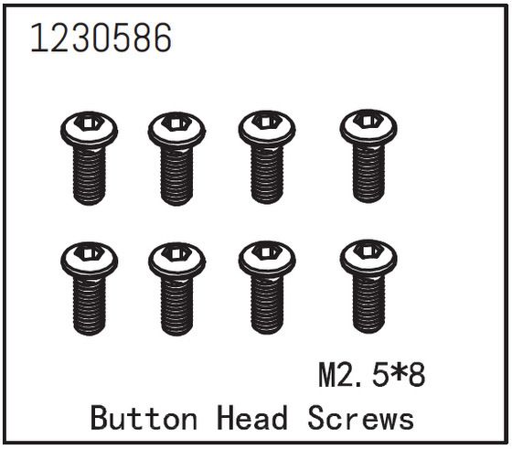 Absima Button Head Screw M2.5*8 (8) ( AB 1230586)