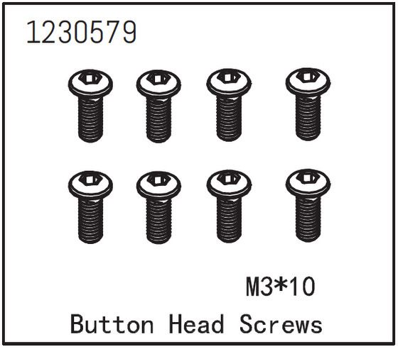 Absima Button Head Screw M3*10 (8) ( AB 1230579)