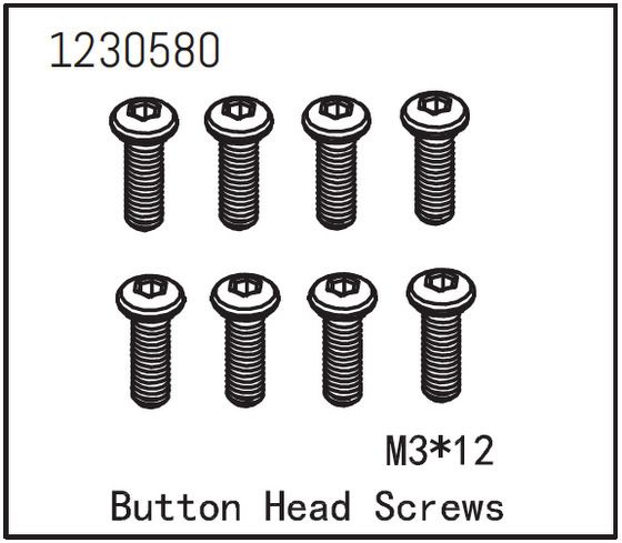 Absima Button Head Screw M3*12 (8) ( AB 1230580)