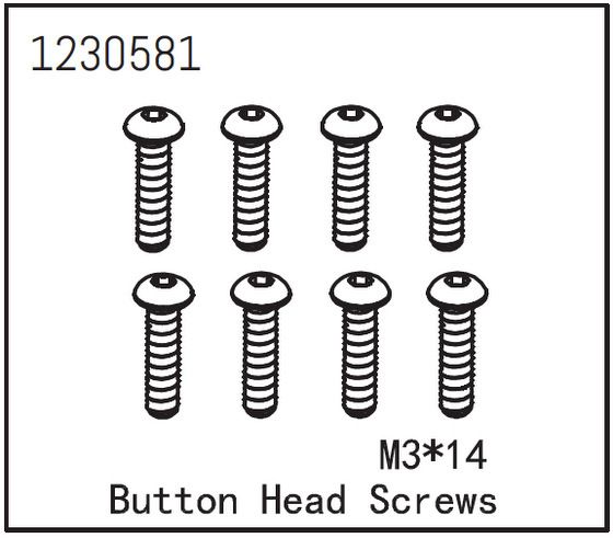 Absima Button Head Screw M3*14 (8) ( AB 1230581)