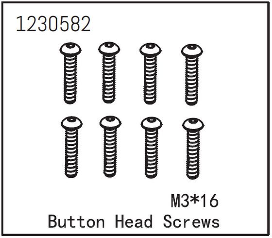 Absima Button Head Screw M3*16 (8) ( AB 1230582)