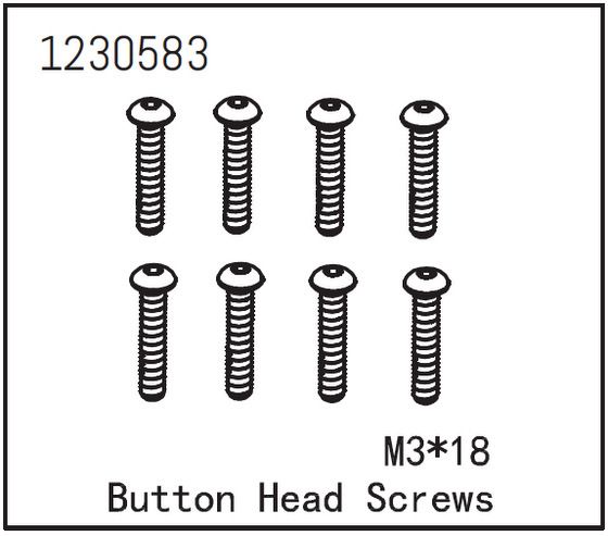 Absima Button Head Screw M3*18 (8) ( AB 1230583)