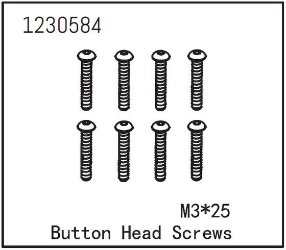 Absima Button Head Screw M3*25 (8) ( AB 1230584)