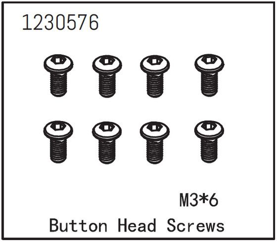 Absima Button Head Screw M3*6 (8) ( AB 1230576)