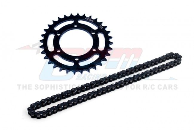 GPM Promoto MX  Medium Carbon Steel 32T High Speed Hub Chain Sprocket + 40 Manganese Steel 68 Roller Chain (MX6832S-BK)