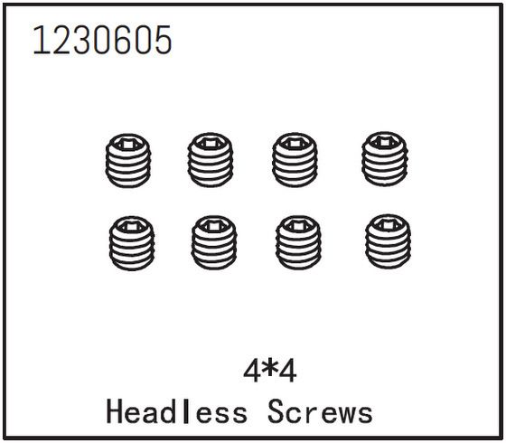 Absima Headless Screw M4*4 (8) ( AB 1230605)