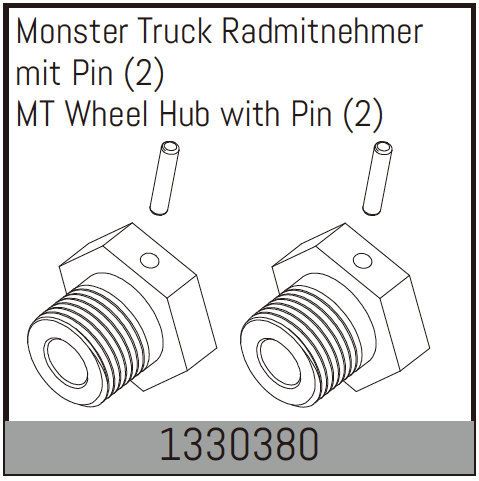 Absima Mt Wheel Hub With Pin (2) ( AB 1330380)