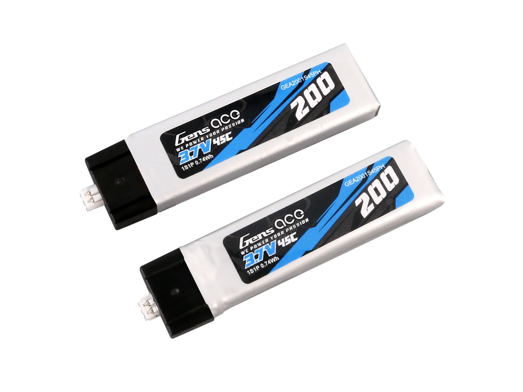 Gens Ace Li-Po 1S 3.7V 200mAh 45C with PH1.5-2O-G1S0200-45PH (O-G1S0200-45PH)
