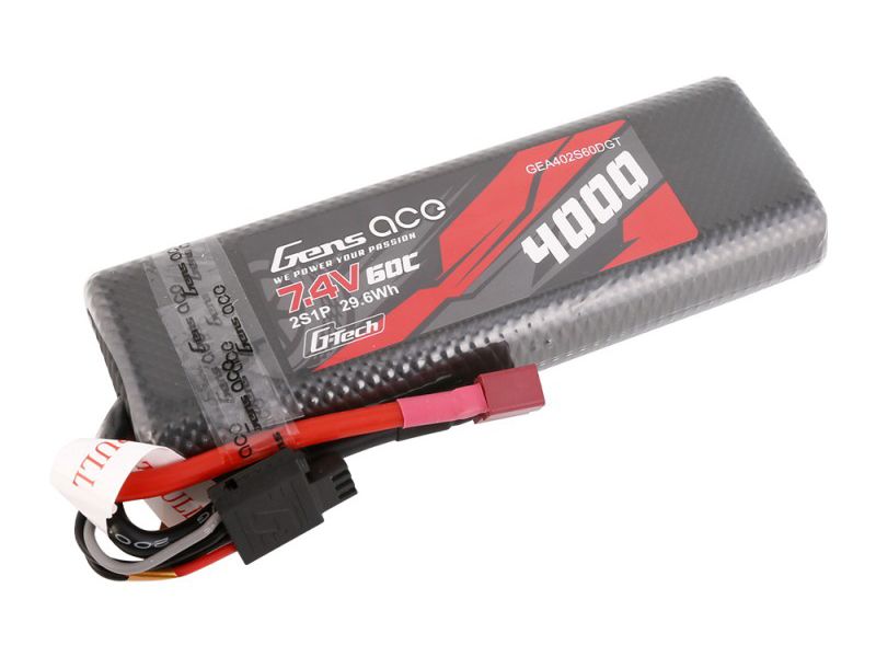 Gens Ace Li-Po G-Tech Car Hard Case 2S 7.4V 4000mAh 60C Bashing T-Connector (O-GTC2S4000-60T)