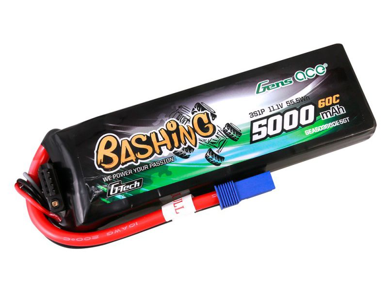 Gens ace Li-Po Car G-Tec 3S 11.1V 5000mAh 60C Bashing With EC5 (O-GTC3S5000-60E5)