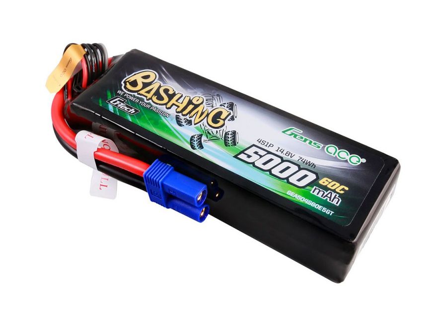 Gens Ace Li-Po Car G-Tech 4S 14.8V 5000mAh 60C Bashing with XT90 (O-GTC4S5000-60X9)