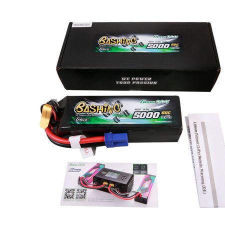 Gens Ace Li-Po Car G-Tech 4S 14.8V 5000mAh 60C Bashing with EC5 (O-GTC4S5000-60E5)