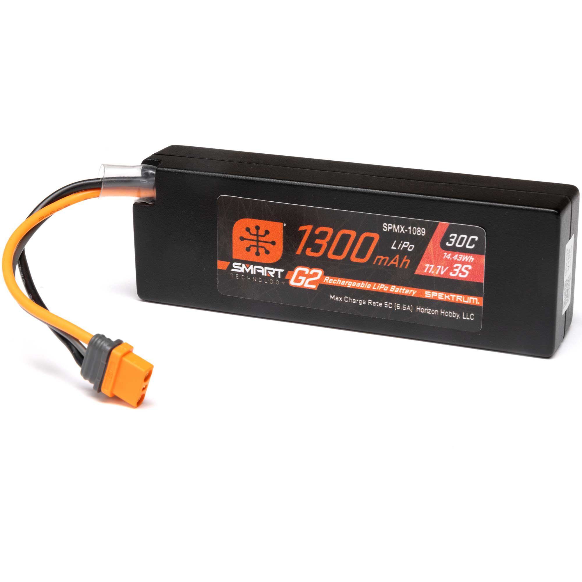 Spektrum 11.1V 1300mAh 3S 30C Smart G2 LiPo Battery: IC2 (O-SPMX-1089)