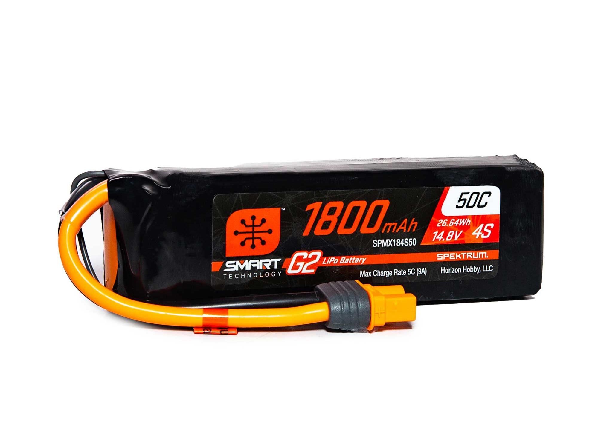 Spektrum 14.8V 1800mAh 4S 50C Smart G2 LiPo Battery: IC3 (O-SPMX184S50)