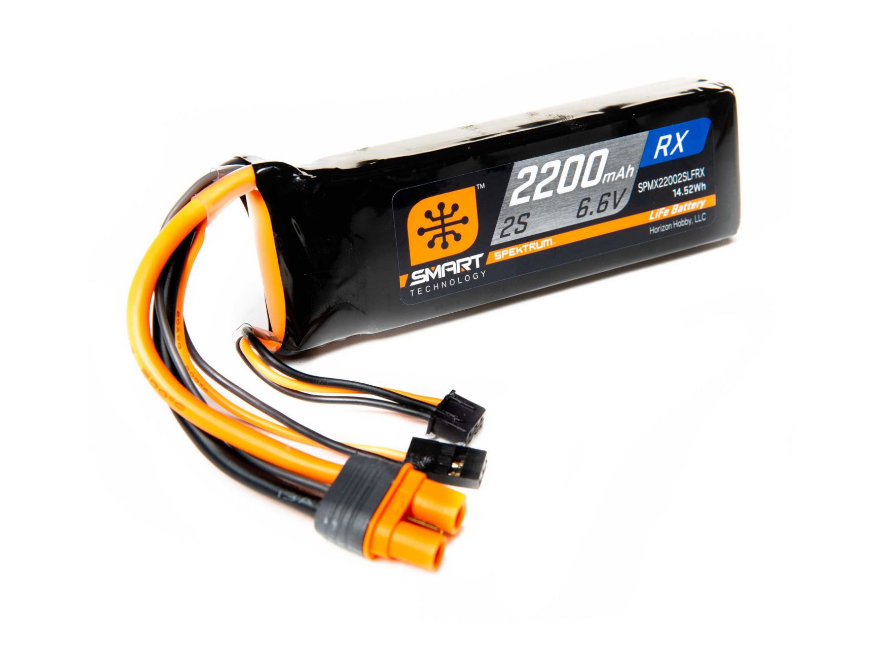 Spektrum 2200mAh 2S 6.6V Smart LiFe Receiver Battery; IC3 (O-SPMX22002SLFRX)
